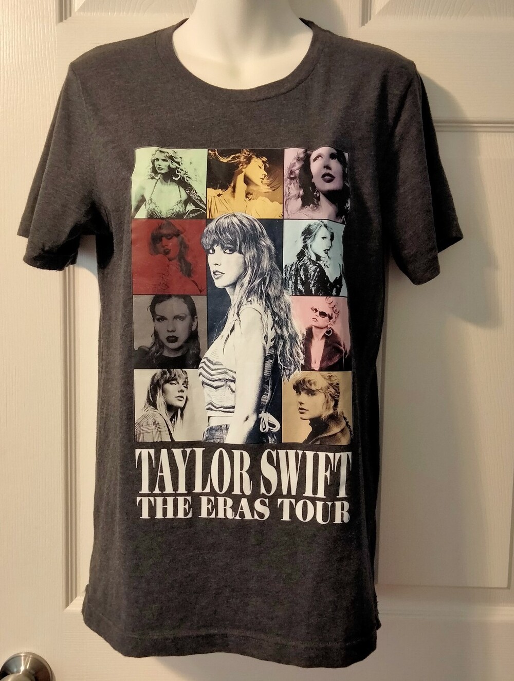 Taylor Swift Charcoal Eras Tour Tee with Pastel Multicolor Discs